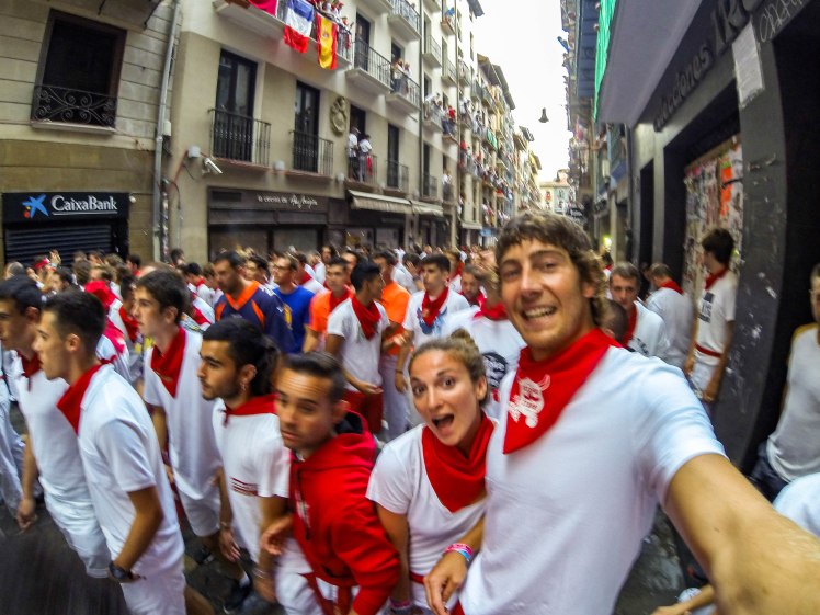 Running with the bulls in Pamplona, Spain