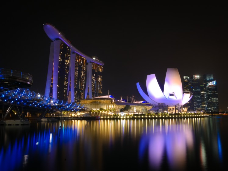 60-second shutter on a Lumix G7 at night in Singapore
