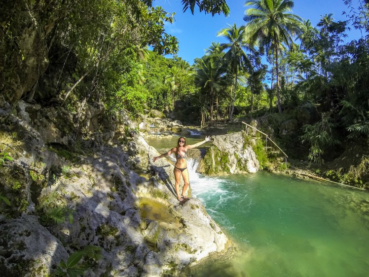 Empty level of waterfalls at Inambakan Falls