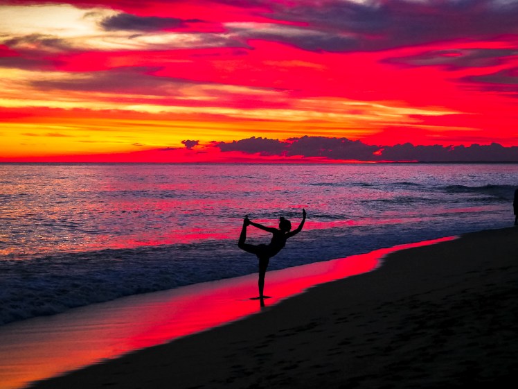 Pink sunset on the beach in La Paloma, Uruguay