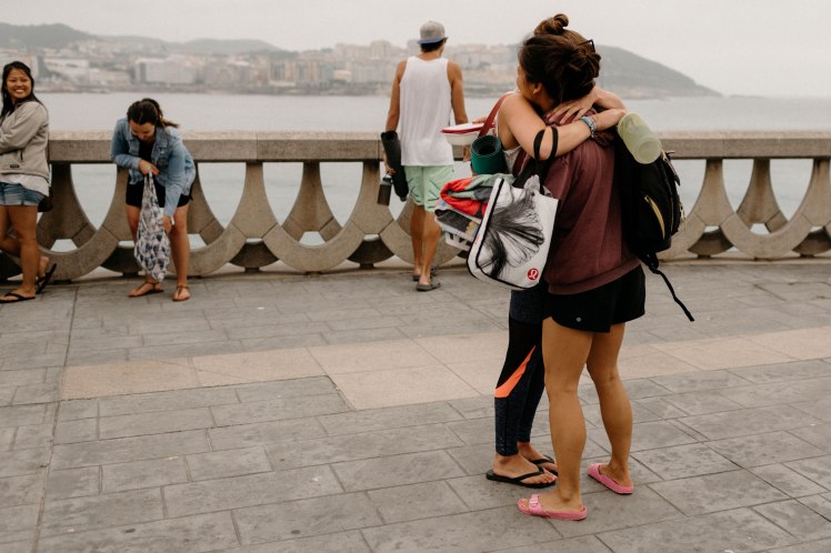 Hug reuniting with the bride