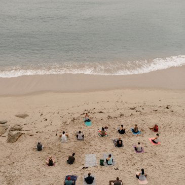 Yoga class on the beach