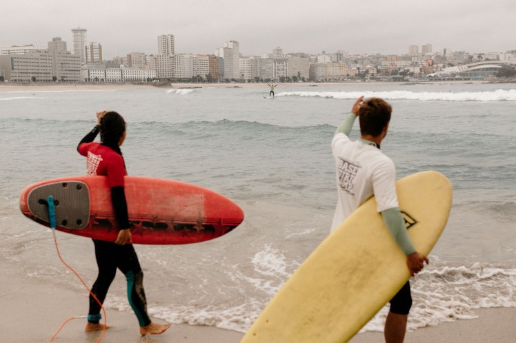 Matt surfing in A Coruna, Spain
