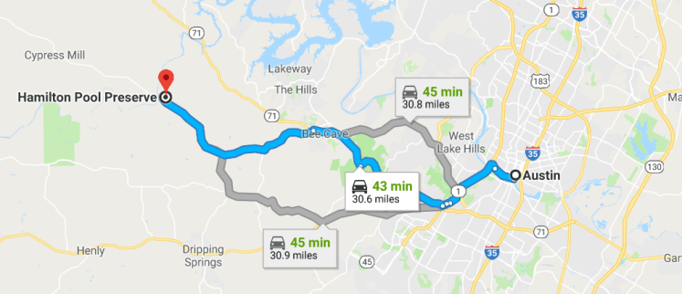 Hamilton Pool Preserve Map from Austin