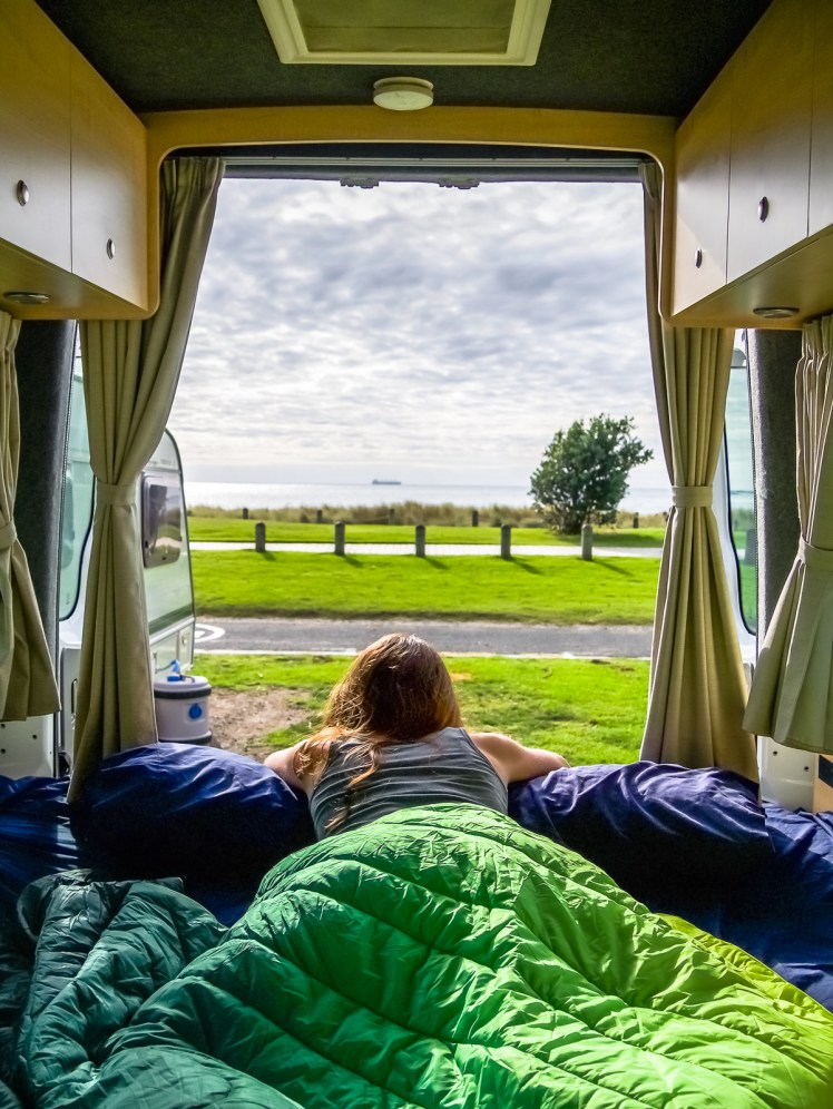 Camper van view from Mount Maunganui