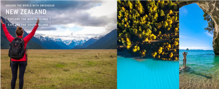 SWISSGEAR.com New Zealand banner featuring go4theglobe
