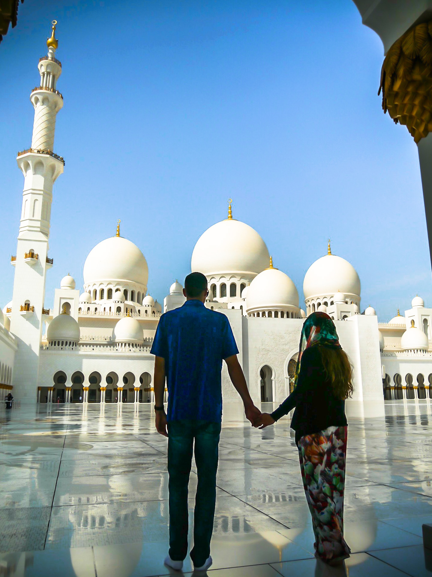 Courtyard reflection of the Sheikh Zayed Grand Mosque
