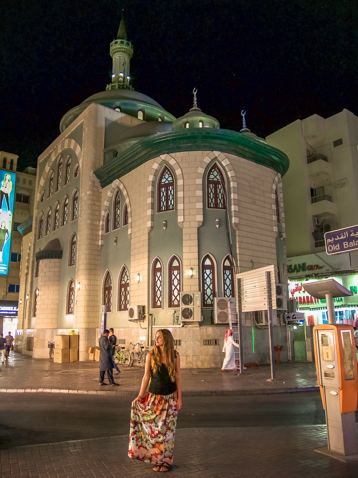 Green mosque in Old Town Dubai