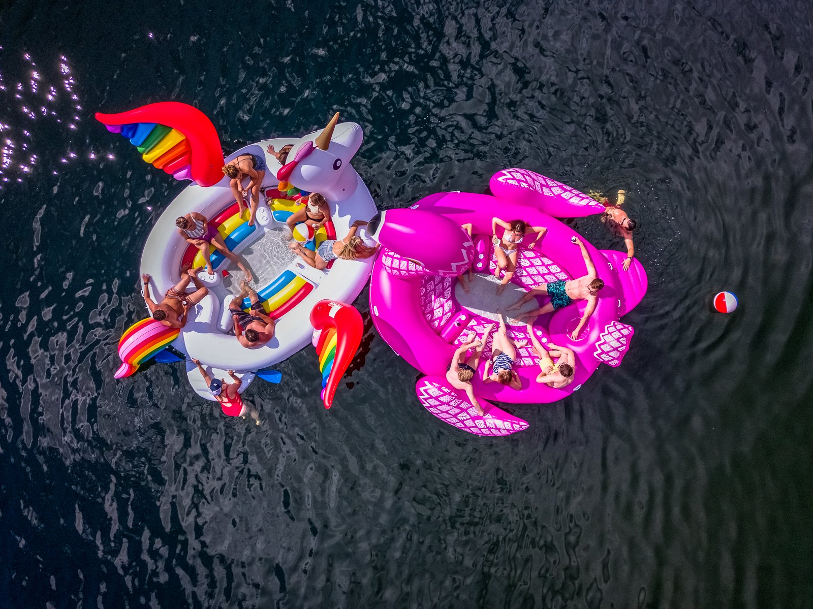 Drone shot of floats at my birthday party
