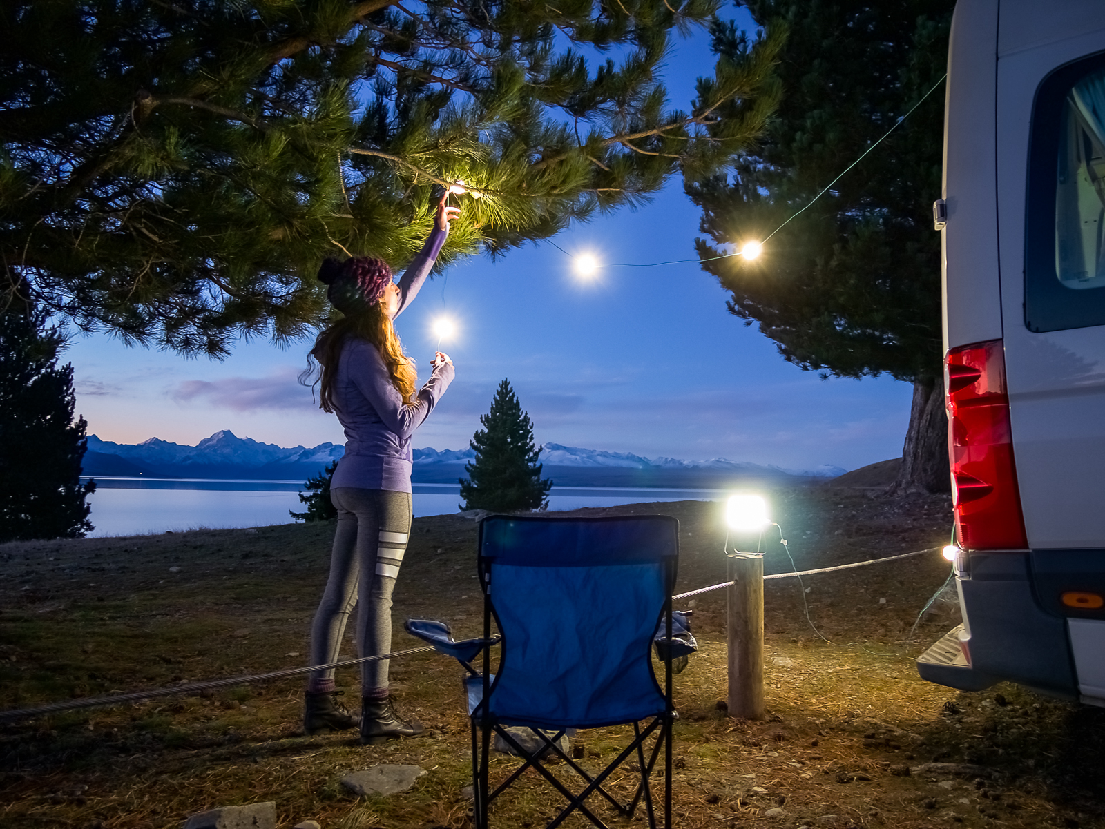 Lake Pukaki Campsite, night lights