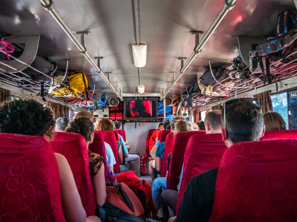 Inside a Cuban tourist bus