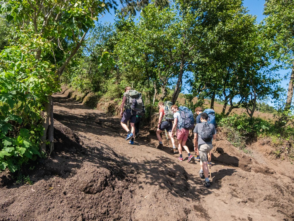 The start of the Acatenango Volcano trek from the trailhead 